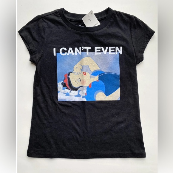 Disney Other - Disney Princess Snowhite “I Can’t Even” Girls Graphic T-Shirt Black MD 7/8 New